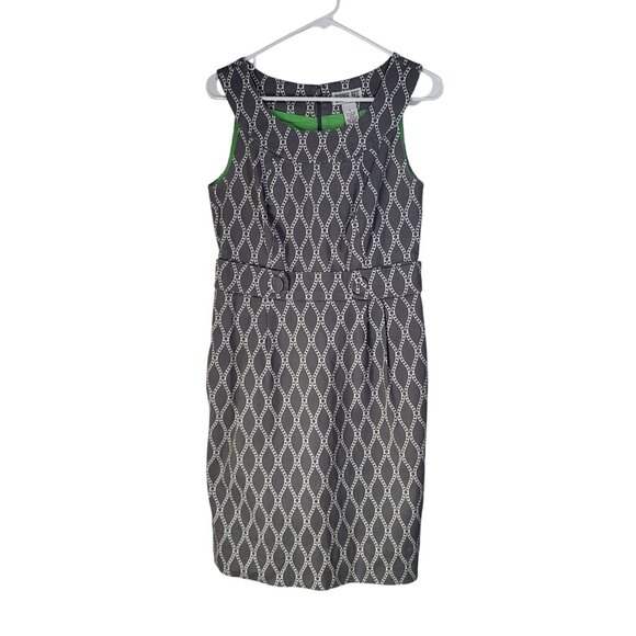 Robbie Bee Dresses & Skirts - Robbie Bee Women SZ 6  Sleeveless Geometric Print Gray/White Lined Sheath Dress